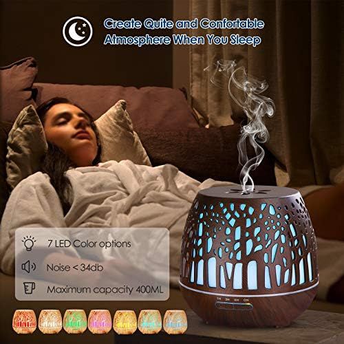  [아마존베스트]Simpeak Aroma Diffuser 400 ml, LED Ultrasonic Fragrance Diffuser with Remote Control, Essential Oil Aromatherapy Diffuser, Portable, Compatible for Home, Yoga, Office, Spa, Bedroom