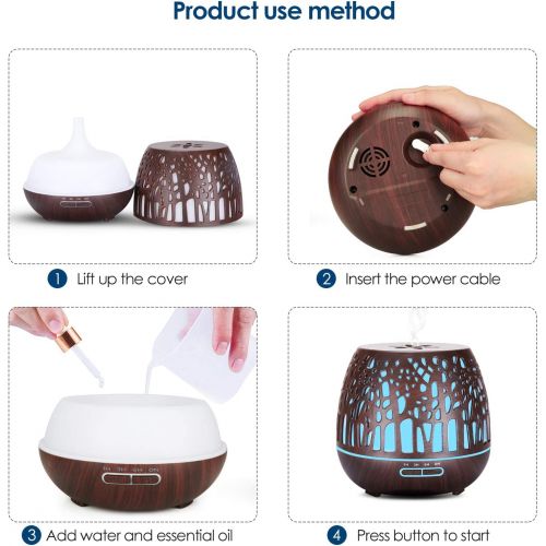  [아마존베스트]Simpeak Aroma Diffuser 400 ml, LED Ultrasonic Fragrance Diffuser with Remote Control, Essential Oil Aromatherapy Diffuser, Portable, Compatible for Home, Yoga, Office, Spa, Bedroom