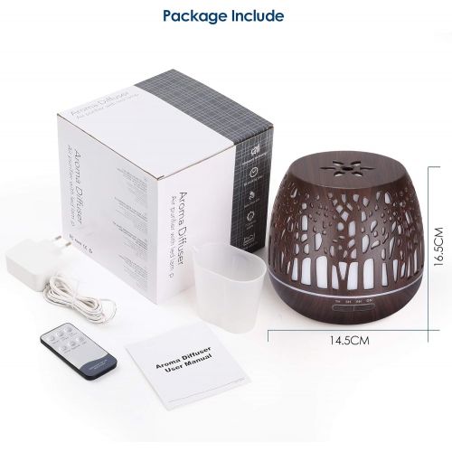  [아마존베스트]Simpeak Aroma Diffuser 400 ml, LED Ultrasonic Fragrance Diffuser with Remote Control, Essential Oil Aromatherapy Diffuser, Portable, Compatible for Home, Yoga, Office, Spa, Bedroom