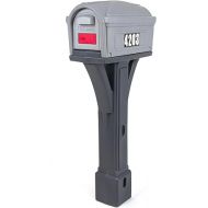 Simplay3 Classic Plastic Residential Mailbox & Post Mount Combo Kit with 2 Access Doors - Light Gray/Dark Gray