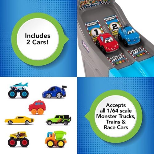  Simplay3 Fast Track Downhill Raceway, Dual Racetrack for Kids Cars for Toddlers, 2 Toy Race Cars Included, Made in USA