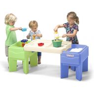 Simplay3 In-and-Out Sand and Water Sensory Activity Table for Toddlers, Kids All-Purpose Table with Lid and Built-In Storage, Blue and Green.