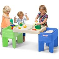 Simplay3 In-and-Out Sand and Water Sensory Activity Table for Toddlers, Kids All-Purpose Table with Lid and Built-In Storage, Blue and Green.