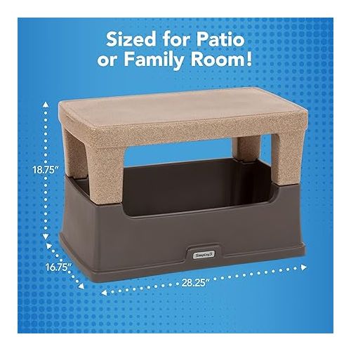  American Home Serve and Store Multi-Use Table for Indoor and Outdoor, Patio Table and Deck Storage Box, Brown and Tan, Made in USA