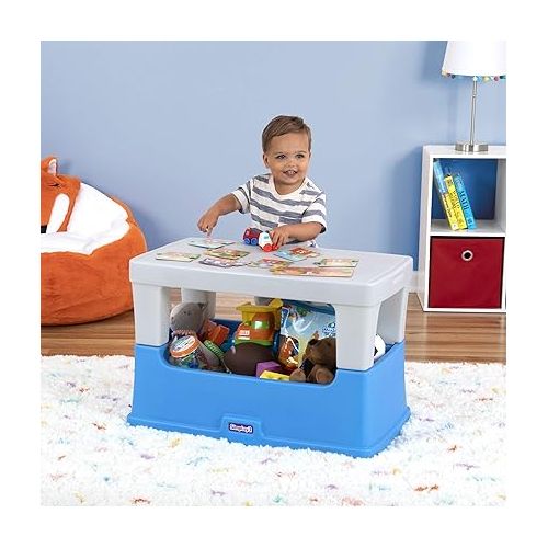 Simplay3 Play Around Toy Box Table - Multipurpose Kids Toy Box and Toddler Play Table for Toys, Art Supplies, Crafts - Durable, Plastic Large Toy Box, Made in USA
