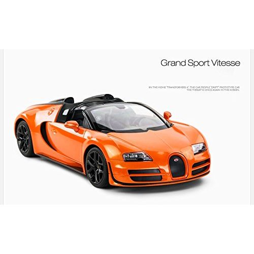  Simple Remote Controller Car Bugatti Veyron 16.4, Electric Car Radio For Kids, Grand Sport Vitesse Licensed (Orange)