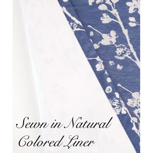  Simple Comfort Meadow Textured Open Floral Pattern (Scallop Valance, 50 x 15, Cobalt Blue)