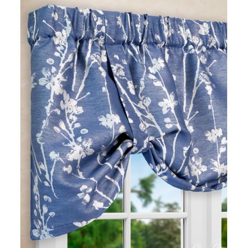  Simple Comfort Meadow Textured Open Floral Pattern (Scallop Valance, 50 x 15, Cobalt Blue)