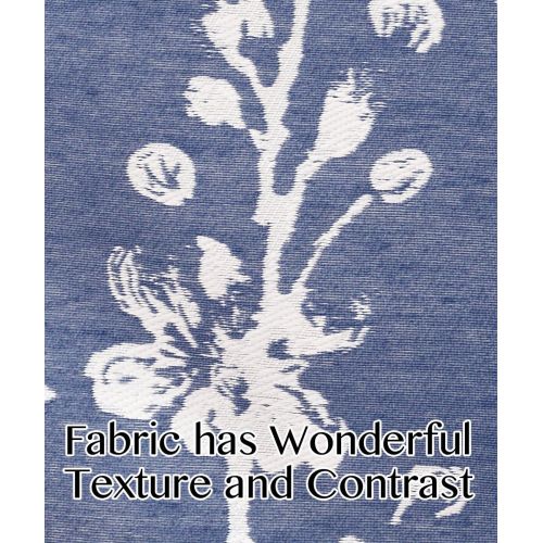  Simple Comfort Meadow Textured Open Floral Pattern (Scallop Valance, 50 x 15, Cobalt Blue)