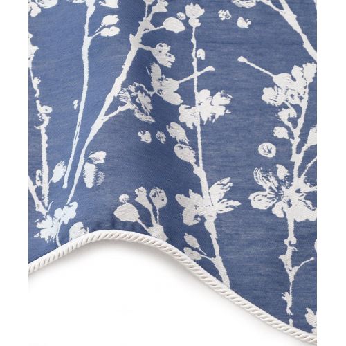  Simple Comfort Meadow Textured Open Floral Pattern (Scallop Valance, 50 x 15, Cobalt Blue)