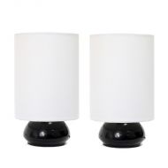 Simple Designs Gemini Mini Touch Table Lamp Set with Fabric Shades
