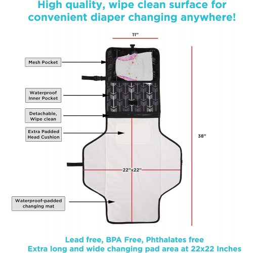  Simple Goods My Cub Baby Changing Pad, Portable Diaper Changing Pad for Travel, Built in Memory Foam Pillow, Waterproof Infant Changing Station