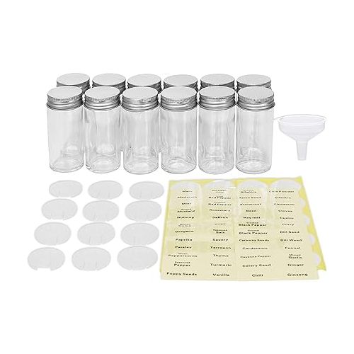  Simple Houseware Spice Jars Bottles w/label (Set of 12)