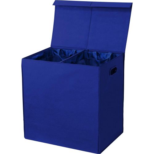  [아마존핫딜][아마존 핫딜] Simple Houseware Simplehouseware Double Laundry Hamper with Lid and Removable Laundry Bags, Dark Blue