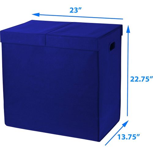 [아마존핫딜][아마존 핫딜] Simple Houseware Simplehouseware Double Laundry Hamper with Lid and Removable Laundry Bags, Dark Blue