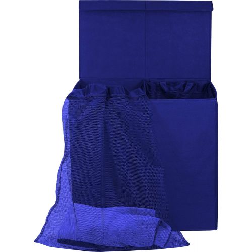  [아마존핫딜][아마존 핫딜] Simple Houseware Simplehouseware Double Laundry Hamper with Lid and Removable Laundry Bags, Dark Blue