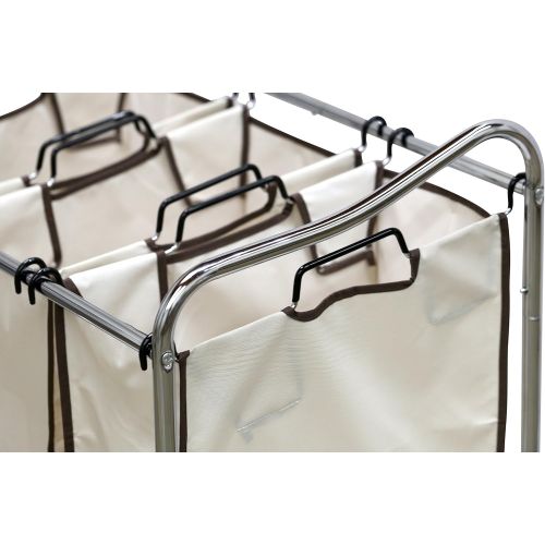  [아마존핫딜][아마존 핫딜] Simple Houseware Simplehouseware 4-Bag Heavy Duty Rolling Laundry Sorter Cart, Chrome