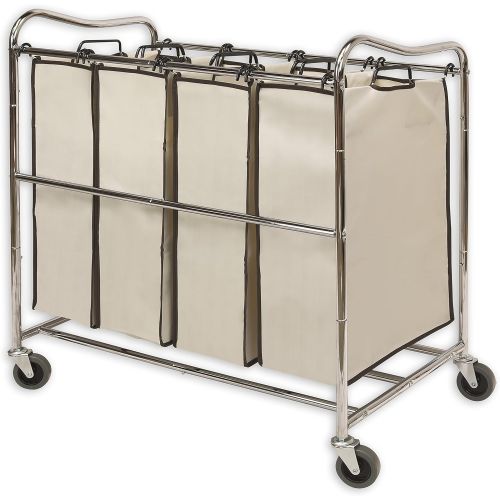  [아마존핫딜][아마존 핫딜] Simple Houseware Simplehouseware 4-Bag Heavy Duty Rolling Laundry Sorter Cart, Chrome