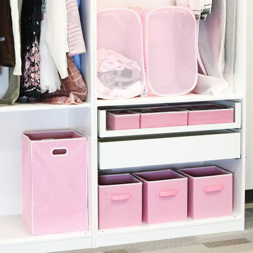  [아마존 핫딜] Simple Houseware 6 Pack - SimpleHouseware Foldable Cloth Storage Cube Basket Bins Organizer, Pink (11 H x 10.75 W x 10.75 D)