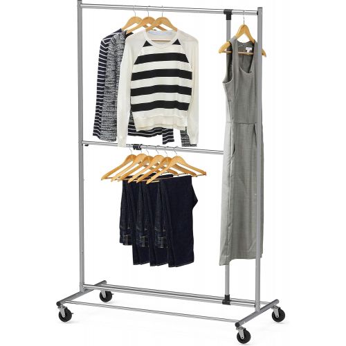  [아마존 핫딜] Simple Houseware Dual Bar Adjustable Garment Rack, Chrome, 72-inch Height