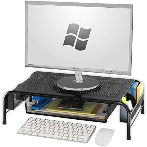  [아마존베스트]Simple Houseware SimpleHouseware Metal Desk Monitor Stand Riser with Organizer Drawer