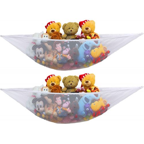  [아마존베스트]Simple Houseware 2 PK - Simplehouseware Stuffed Animal Jumbo Toy Storage Hammock