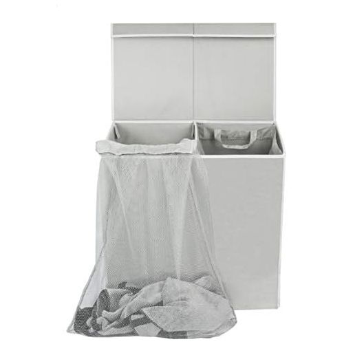  Simplehouseware Double Laundry Hamper with Lid and Removable Laundry Bags, Grey