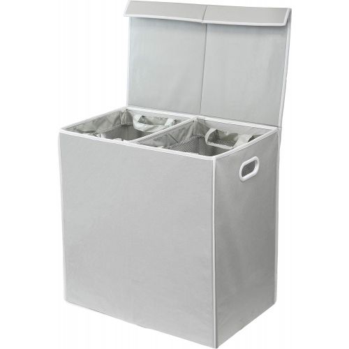  Simplehouseware Double Laundry Hamper with Lid and Removable Laundry Bags, Grey