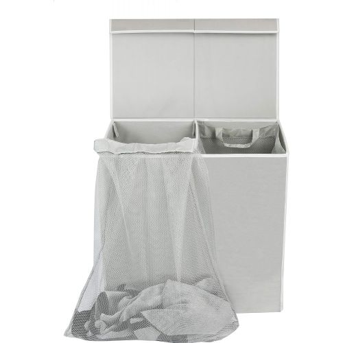  Simplehouseware Double Laundry Hamper with Lid and Removable Laundry Bags, Grey