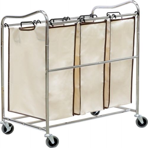  Simple Houseware Heavy-Duty 3-Bag Laundry Sorter Cart, Chrome