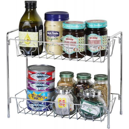  SimpleHouseware 2-Tier Spice Rack Kitchen Organizer Countertop Shelf, Chrome