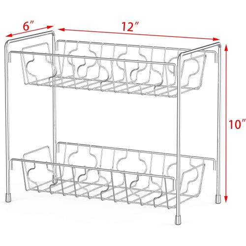  SimpleHouseware 2-Tier Spice Rack Kitchen Organizer Countertop Shelf, Chrome