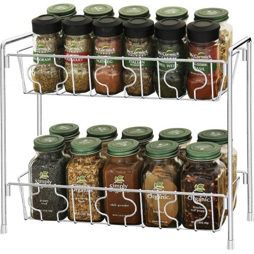  SimpleHouseware 2-Tier Spice Rack Kitchen Organizer Countertop Shelf, Chrome