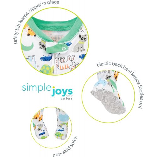  Simple Joys by Carters Baby and Toddler Boys 3-Pack Snug Fit Footed Cotton Pajamas