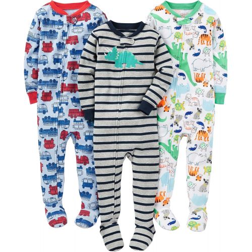  Simple Joys by Carters Baby and Toddler Boys 3-Pack Snug Fit Footed Cotton Pajamas