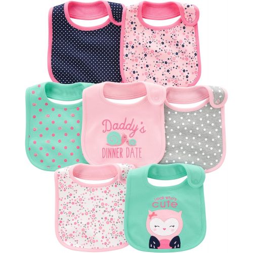  [아마존베스트]Simple+Joys+by+Carter%27s Simple Joys by Carters Baby Girls 7-Pack Teething Bibs