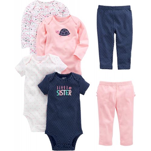  Simple Joys by Carters Baby Girls 6-Piece Bodysuits (Short and Long Sleeve) and Pants Set