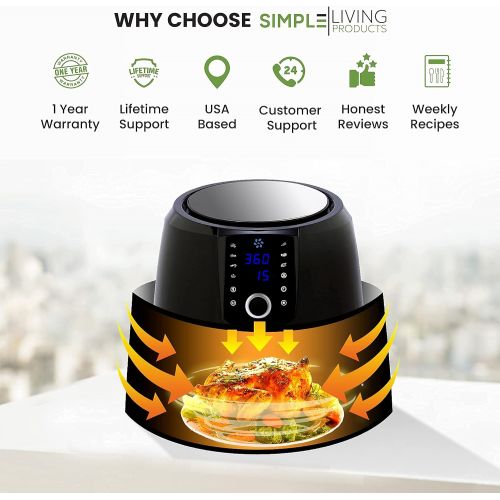  [아마존베스트]Simple Living Products XL Digital Air Fryer with 5.8 Quart Capacity (Stainless Steel)
