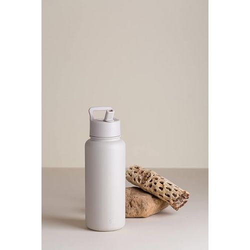  Simple Modern Water Bottle with Straw and Chug Lid Vacuum Insulated Stainless Steel Metal Thermos Bottles | Reusable Leak Proof BPA-Free Flask for Sports | Summit Collection | 32oz, Almond Birch