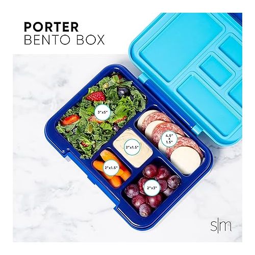  Simple Modern Disney Bento Lunch Box for Kids | BPA Free, Leakproof, Dishwasher Safe | Lunch Container for Girls, Toddlers | Porter Collection | 5 Compartments | Princess Rainbows