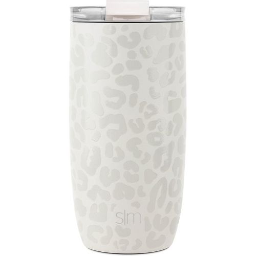  Simple Modern Travel Coffee Mug Tumbler with Flip Lid | Reusable Insulated Stainless Steel Cold Brew Iced Coffee Cup Thermos | Gifts for Women Men Him Her | Voyager Collection | 16oz | Cream Leopard