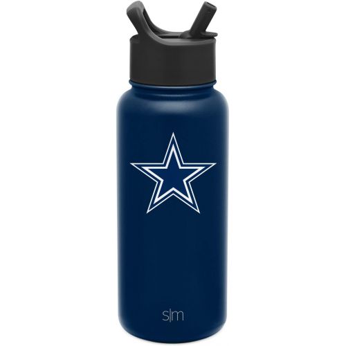 Simple Modern Officially Licensed NFL Water Bottle with Straw Lid Gifts for Men & Women Vacuum Insulated Stainless Steel 32oz Thermos Summit Collection