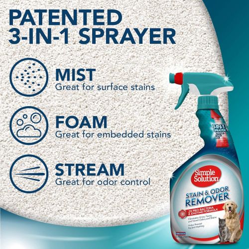  Simple Solution Pet Stain and Odor Remover | Enzymatic Cleaner with 2X Pro-Bacteria Cleaning Power
