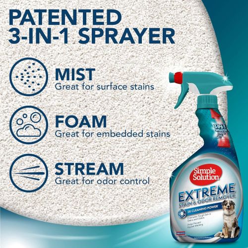  Simple Solution Extreme Pet Stain and Odor Remover | Enzymatic Cleaner with 3X Pro-Bacteria Cleaning Power