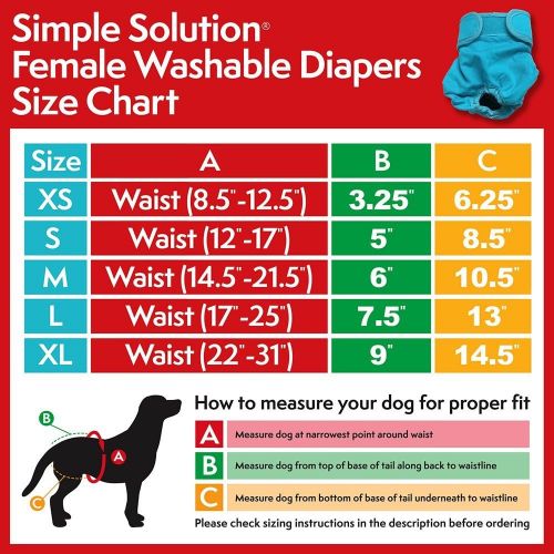  Simple Solution Washable Reusable Female Dog Diapers (Large, 3 Pack)