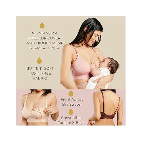  Supermom Pumping and Nursing Bra, Hands Free Maternity Bra for Breastfeeding, Comfortable Soft Breast Pump Bra