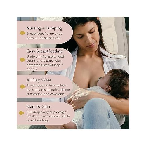  Simple Wishes Pumping and Nursing Bra in One with Fixed Padding - Patented Supermom T-Shirt - Pumping Bra Hands Free