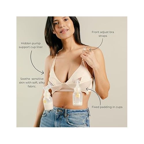  Simple Wishes Pumping and Nursing Bra in One with Fixed Padding - Patented Supermom T-Shirt - Pumping Bra Hands Free