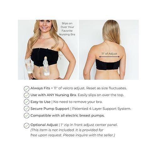  Hands-Free Pumping Bra - Comfortable, Adjustable, Customizable - Converts Nursing Bra or Maternity Bra to Breast Pump Bra