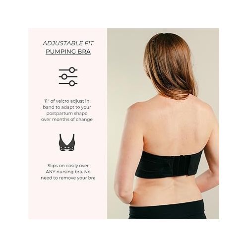  Hands-Free Pumping Bra - Comfortable, Adjustable, Customizable - Converts Nursing Bra or Maternity Bra to Breast Pump Bra